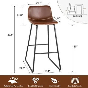 HeuGah 30 Inch Bar Stools Set of 3 for Kitchen