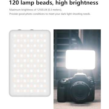 ULANZI VL120 RGB Video Light, Pocket LED On-Camera Video Lights, Built-in 3100mAh Rechargeable Battery, 360 Full Color 20 Light Effects, CRI≥95 2500-9000K LED Panels for Photography Vlogging