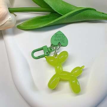 LAEKOU Jelly Balloon Dog Design Keychain for Women, Cute Girls Key Chain, Bag Charms Accessories for...