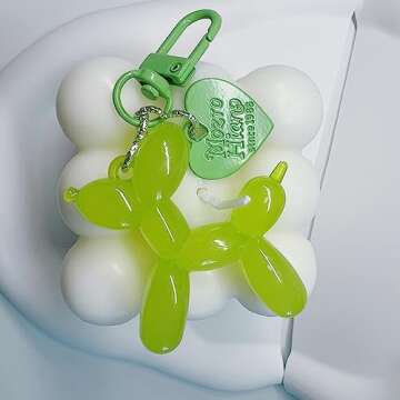 LAEKOU Jelly Balloon Dog Design Keychain for Women, Cute Girls Key Chain, Bag Charms Accessories for Car Purse Backpack