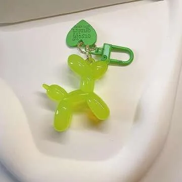 LAEKOU Jelly Balloon Dog Design Keychain for Women, Cute Girls Key Chain, Bag Charms Accessories for Car Purse Backpack
