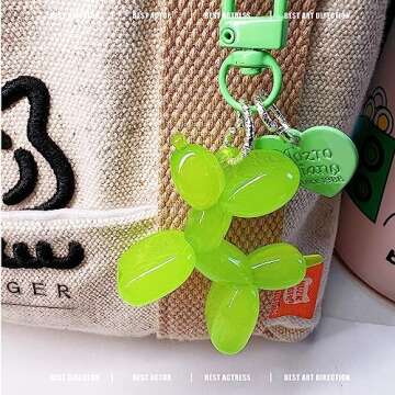 LAEKOU Jelly Balloon Dog Design Keychain for Women, Cute Girls Key Chain, Bag Charms Accessories for Car Purse Backpack