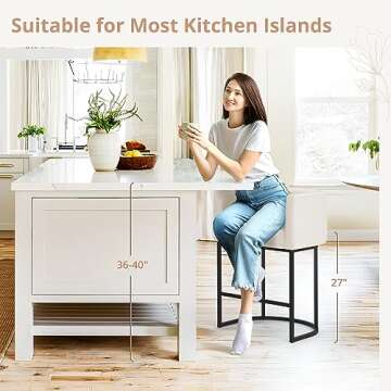 LUE BONA Modern Barrel Counter Bar Stools Set of 4