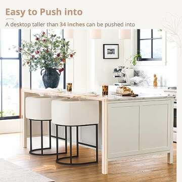 LUE BONA Modern Barrel Counter Bar Stools Set of 4