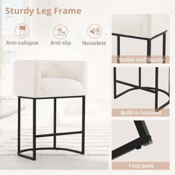 LUE BONA Modern Barrel Counter Bar Stools Set of 4