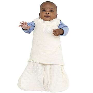 HALO SleepSack Plush Dot Velboa Swaddle, Cream, Newborn