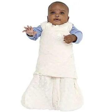HALO SleepSack Plush Dot Velboa Swaddle, Cream, Newborn