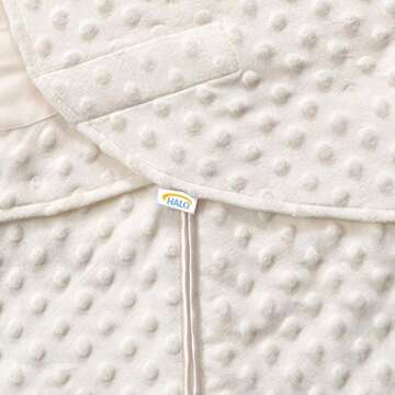 HALO SleepSack Plush Dot Velboa Swaddle, Cream, Newborn