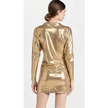 Norma Kamali Women's Gold Ty Front Nk Dress for Night Out