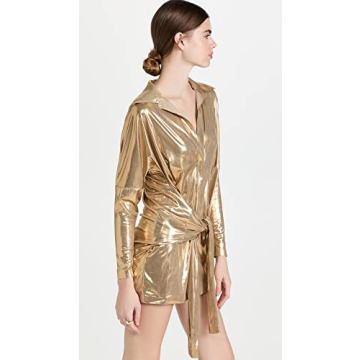 Norma Kamali Women's Gold Ty Front Nk Dress for Night Out