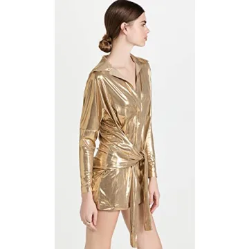 Norma Kamali Women's Gold Ty Front Nk Dress for Night Out