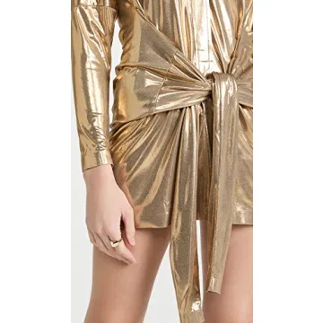 Norma Kamali Women's Gold Ty Front Nk Dress for Night Out
