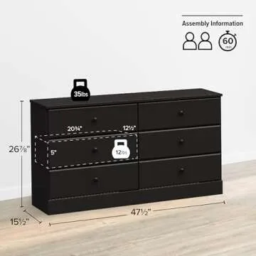 Prepac Astrid 6 Drawer Dresser for Stylish Storage