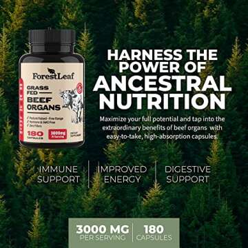 ForestLeaf Beef Organ Supplement - Grass Fed & Pasture Raised - Total Body Wellness & Performance, O...