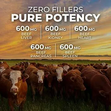 ForestLeaf Beef Organ Supplement - Grass Fed & Pasture Raised - Total Body Wellness & Performance, Organ Complex Desiccated Beef Liver, Heart, Kidney, Pancreas, Spleen (180 Capsules)