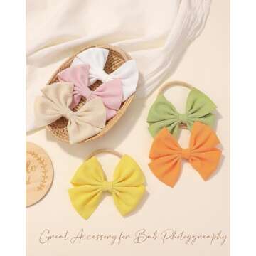 doboi 20PCS Baby Girls Headbands Hair Bows Nylon Hairbands Hair Accessories for Newborn Infant Toddlers Little Girls