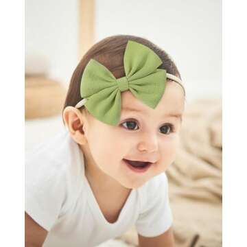 doboi 20PCS Baby Girls Headbands Hair Bows Nylon Hairbands Hair Accessories for Newborn Infant Toddlers Little Girls