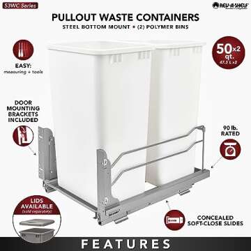 Rev-A-Shelf Pullout Trash Cans - Elegant Kitchen Solution