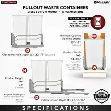 Rev-A-Shelf Pullout Trash Cans - Elegant Kitchen Solution