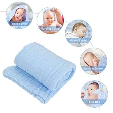 FOOK FISH Muslin Baby Towel Super Soft Cotton Baby Bath Towel 6 Layers Infant Towel Newborn Towel Blanket Suitable for Baby's Delicate Skin 40 x 40inches White