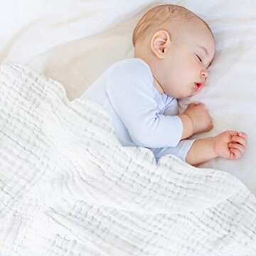 FOOK FISH Muslin Baby Towel Super Soft Cotton Baby Bath Towel 6 Layers Infant Towel Newborn Towel Blanket Suitable for Baby's Delicate Skin 40 x 40inches White