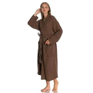 ORMES Unisex Turkish Cotton Muslin Bathrobe, Lightweight
