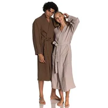 ORMES Unisex Turkish Cotton Muslin Bathrobe, Lightweight