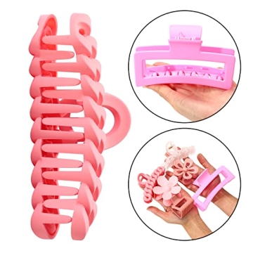 6PCS Stylish Pink Hair Claw Clips - Perfect Gift for Women