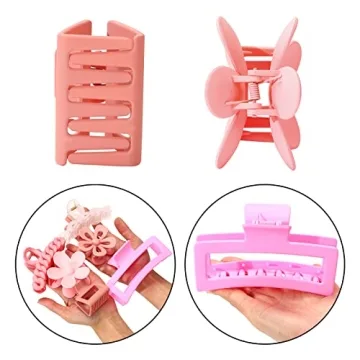 6PCS Stylish Pink Hair Claw Clips - Perfect Gift for Women