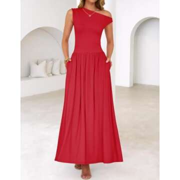 ZESICA Women's Sleeveless Maxi Dress with Pockets