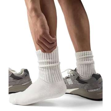 Women Crew Socks Retro Slouch Socks For Women Solid Casual Ribbed Crew Socks Pack of 5