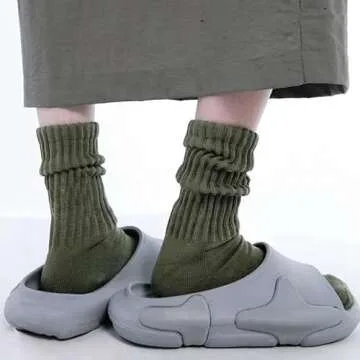 Women Crew Socks Retro Slouch Socks For Women Solid Casual Ribbed Crew Socks Pack of 5