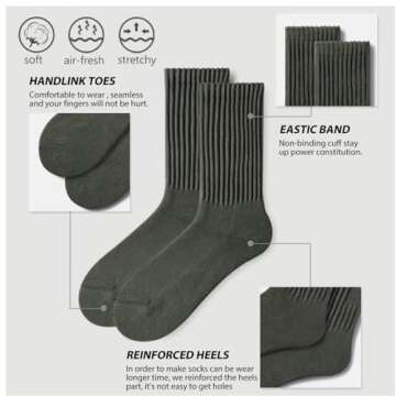 Women Crew Socks Retro Slouch Socks For Women Solid Casual Ribbed Crew Socks Pack of 5