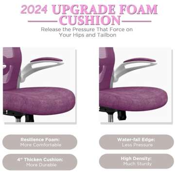 Mimoglad Office Chair, High Back Ergonomic Desk Chair with Adjustable Lumbar Support and Headrest, Swivel Task Chair with flip-up Armrests for Guitar Playing, 5 Years Warranty