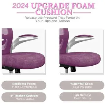 Mimoglad Office Chair, High Back Ergonomic Desk Chair with Adjustable Lumbar Support and Headrest, Swivel Task Chair with flip-up Armrests for Guitar Playing, 5 Years Warranty