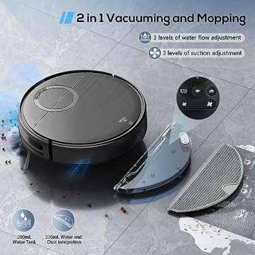 MAMNV Robot Vacuum and Mop Combo, 2 in 1 Mopping Robot Vacuum Cleaner with Schedule, Wi-Fi/App, 1400Pa Max Suction, Self-Charging Robotic Vacuum, Slim, Ideal for Hard Floor, Pet Hair, Low-Pile Carpet