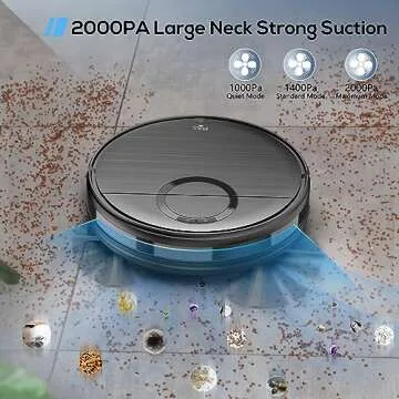 MAMNV Robot Vacuum and Mop Combo, 2 in 1 Mopping Robot Vacuum Cleaner with Schedule, Wi-Fi/App, 1400Pa Max Suction, Self-Charging Robotic Vacuum, Slim, Ideal for Hard Floor, Pet Hair, Low-Pile Carpet