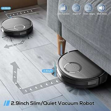 MAMNV Robot Vacuum and Mop Combo, 2 in 1 Mopping Robot Vacuum Cleaner with Schedule, Wi-Fi/App, 1400Pa Max Suction, Self-Charging Robotic Vacuum, Slim, Ideal for Hard Floor, Pet Hair, Low-Pile Carpet