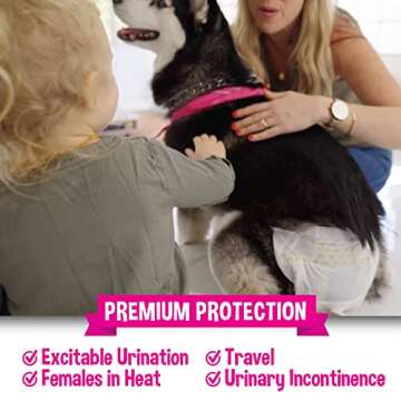 Bodhi Dog Disposable Female Dog Diapers - Super Absorbent, Leak-Proof Pee Wraps - Adjustable Fit, Comfortable Design, Advanced Moisture Control, and Wetness Indicator - Extra Large (20 Count)