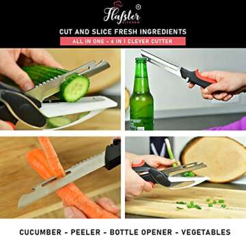 Flafster Kitchen Scissors with Sharpener for Easy Cooking
