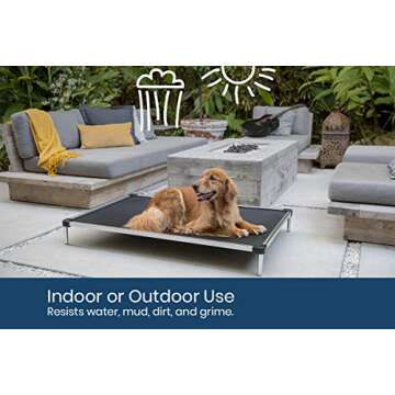 K9 Ballistics Chew Proof Elevated Dog Bed - Made for Aggressive Chewers, Indestructible Cot, Heavy Duty, 120-Day Warranty, Washable, Pre-Assembled, Fits Crates Medium 35"x22" Obsidian Black