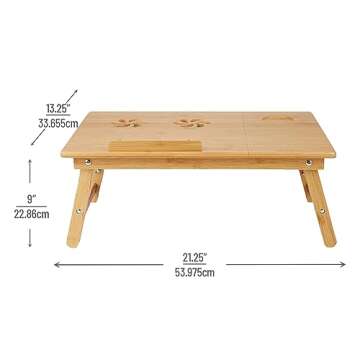 Mind Reader Laptop Lap Desk - Eco-Friendly Bamboo Design