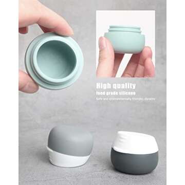 Travel Containers for Toiletries, Gemice Silicone Cream Jars, TSA Approved Travel Size Containers Leak-proof Travel Accessories with Lid for Cosmetic Makeup Face Body Hand Cream (4 Pieces)