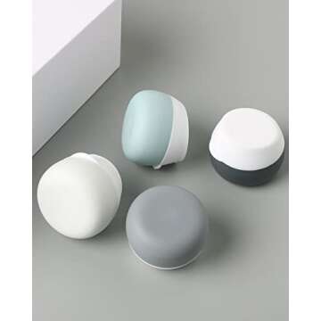 Travel Containers for Toiletries, Gemice Silicone Cream Jars, TSA Approved Travel Size Containers Leak-proof Travel Accessories with Lid for Cosmetic Makeup Face Body Hand Cream (4 Pieces)