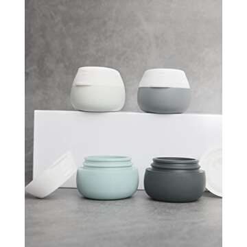 Travel Containers for Toiletries, Gemice Silicone Cream Jars, TSA Approved Travel Size Containers Leak-proof Travel Accessories with Lid for Cosmetic Makeup Face Body Hand Cream (4 Pieces)