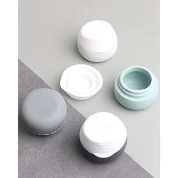 Travel Containers for Toiletries, Gemice Silicone Cream Jars, TSA Approved Travel Size Containers Leak-proof Travel Accessories with Lid for Cosmetic Makeup Face Body Hand Cream (4 Pieces)