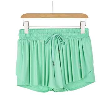 2 in 1 Flowy High Waisted Shorts for Women Gym Yoga Athletic Workout Running Spandex Comfy Lounge Sw...