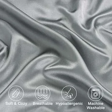 Satin Pillowcase for Hair and Skin, Set of 2 Dark Grey Silk Pillowcase Queen Satin Pillowcase with Envelope Closure(Dark Grey,20x30 inches)