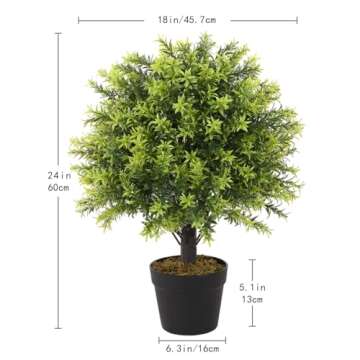 Aoutyers 2ft Topiary Trees Artificial Outdoor 24'', Artificial Outdoor Plants Decor, Artificial Bush Ball Tree UV Resistant, Set of 2