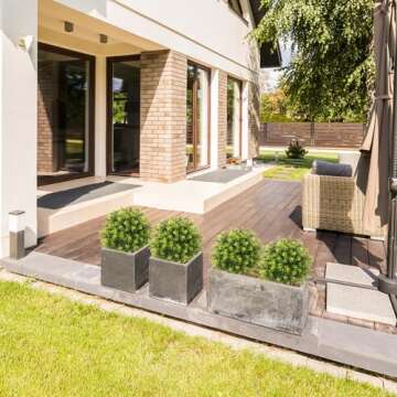 Aoutyers 2ft Topiary Trees Artificial Outdoor 24'', Artificial Outdoor Plants Decor, Artificial Bush Ball Tree UV Resistant, Set of 2